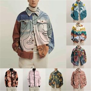 Vestes pour hommes imprimées jeunes et d'âge moyen hommes automne nouvelle mode veste courte manteau de style de rue décontracté