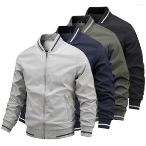 Vestes pour hommes Pure Color Ribbed Cuff Bomber Jacket Manteau d'âge moyen Dressing lavable