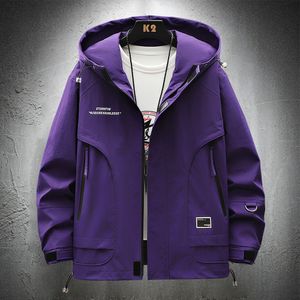 Vestes pour hommes Violet Hommes Coupe-vent à capuche Veste Streetwear Léger Automne Manteaux Casual Mince Vêtements de plein air pour Mans 230925