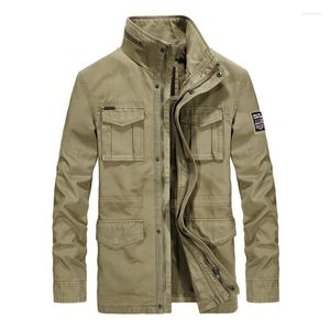 Herenjacks Kwaliteitsmerk Cargo Militaire jas Meren Herfst Winter Katoen Multi-pocket Out-versleten Leger Midden-lange jas Male Chaqueta Hombre