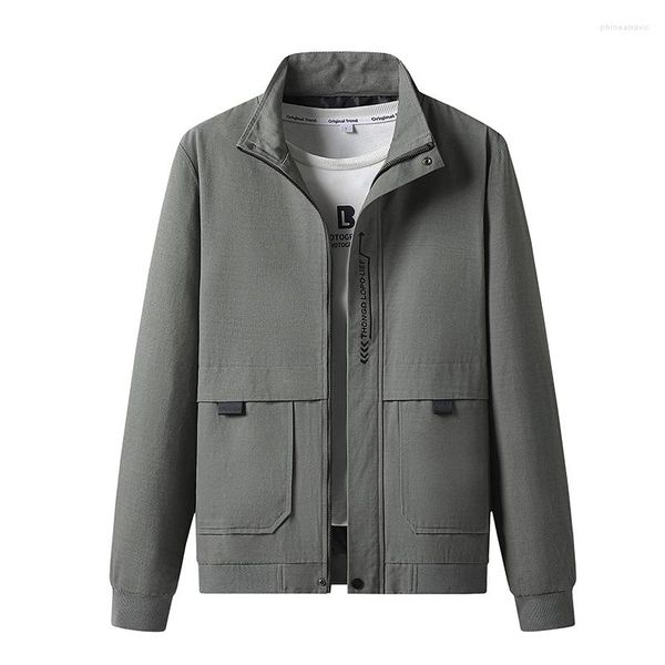 Chaquetas de hombre de alta calidad, informal, elegante, para hombre, chaqueta con cuello levantado, abrigos de primavera, abrigo de bombardero ajustado regular para hombre