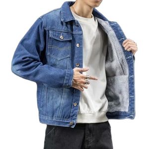 Herenjacks qxiuiup winter heren casual Jean Jackets cowboy bovenkleding warme denim jassen mannen plus maat voering dikker denim jas 4xl 230225