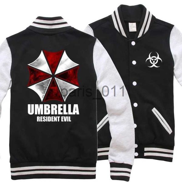 Vestes pour hommes R-Resident Evil U-Umbrellas Company Veste d'uniforme de baseball Veste de baseball en laine pour hommes et femmes Chemise de baseball décontractée Manteau à capuche x1016