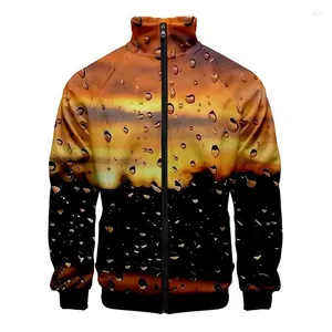 Vestes pour hommes Gouttelettes d'eau de pluie Veste imprimée en 3D pour hommes Cool Personnalité Street Manteaux surdimensionnés Harajuku Zipper Tops Vêtements pour enfants