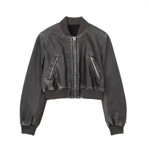 Vestes pour hommes RARF Femme 2023 Vintage Imitation Cuir Bomber Jacket Manteau Top Style