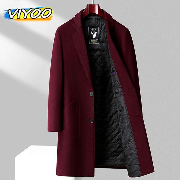 Chaquetas para hombres Primavera roja Invierno Lana Lana Larga Trench Coat Chaqueta cortavientos para hombres Abrigo Down Ropa de otoño coreano 2023 231124