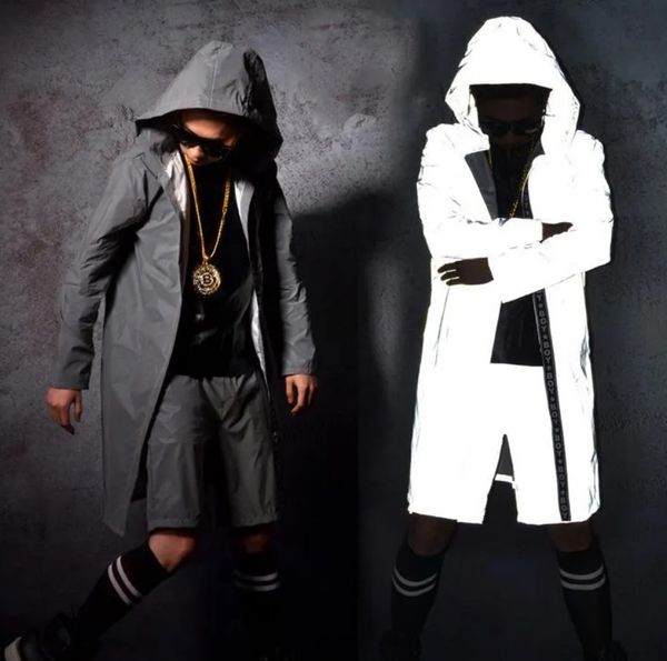 Vestes pour hommes manteau cape réfléchissant vêtements hip hop hommes