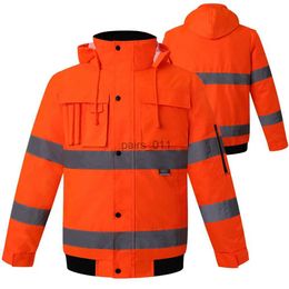 Herenjassen Reflecterende jas Heren Winter Hi Vis Oranje waterdichte jas Katoenen veiligheidsjas voor heren Werk werkkleding Hoge zichtbaarheidsjas YQ231025