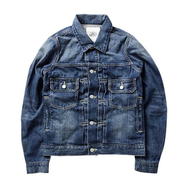 Vestes pour hommes Reproduction Red VV 101 Denim Jacket Damaged Selvedge Jean Washed Blue