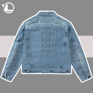 Herenjassen Retro Bolle Schildpad Shell Denim Jas Mannen Hip Hop Gescheurd Gat Losse Harajuku Bomberjassen Cropped Straat Herfst Jeans Uitloper 231215