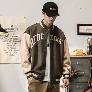 Vestes pour hommes Rétro Lettre Broderie Baseball Uniforme Coton Bomber Veste Hommes Hiver Lâche Tout-Match Casual Épaissi