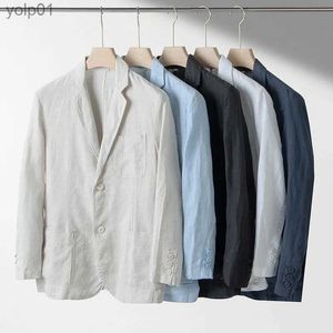 Vestes pour hommes Rétro lin hommes costume plage mariage costume été coupe régulière léger blazer veste robe hommes blazers décontracté noir bleiser XLL231115