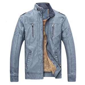 Heren Jackets Retro Motorfiets Leather Jacket Men Fleece Herfst Winter Fashion Pu Leather Dikke jas mannelijk plus maat M-4XL Mens Leather Jacket 230214