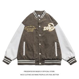 Chaquetas para hombres Retro Vintage Corduroy Carta Embroid Steet Stadium Letterman College Student Hombres Béisbol Bomber Chaqueta Unisex Mujeres Varsity 220927