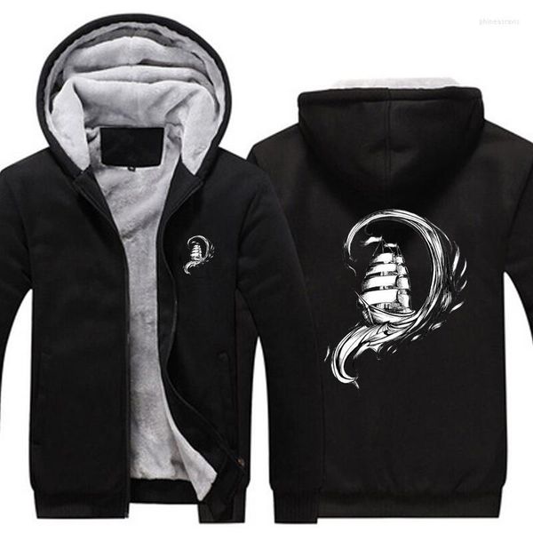 Vestes pour hommes Riding The Storm Sailing Hoodies Jacket For Men Sea Boat Sail Ship Pirate Anchor Yacht Manteau en molleton épais Sweat-shirt surdimensionné