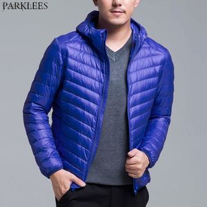 Heren Jackets Royal Blue Packable Duck Down Men 2021 Winter Nieuwe Hooded Man Plus Size Ultralight Buffer Outerwear 6xl L220830