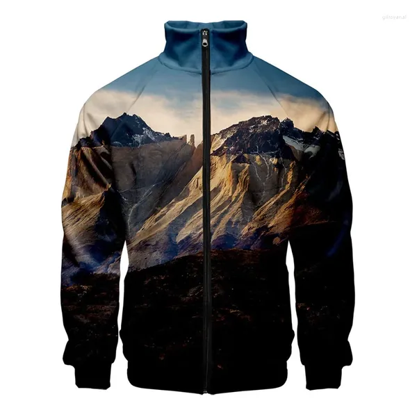 Vestes pour hommes paysage 3d Imprimé à glissière Hoodies Hommes Men de femme Graphiques Coldages Collières à manches longues Collier Sweat-shirt