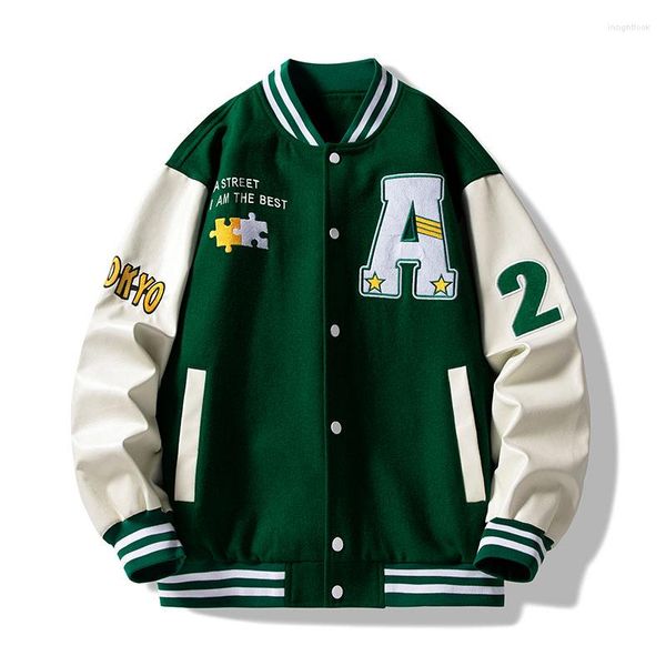 Chaquetas para hombres Chaqueta del equipo escolar High Street para hombres Letras bordadas de moda Hip-hop Traje de béisbol Pareja Amplia Casual Deportes Versátil