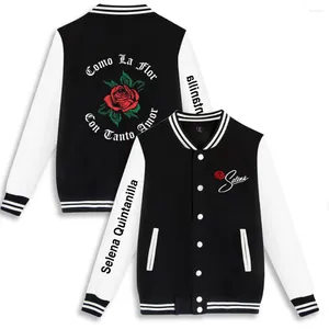 Vestes masculines Selena Quintanilla Veste manteau hommes femmes Fashion Rose Print Baseball Streetwear Y2K Tops Automne Couple Clothes