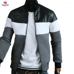 Vestes pour hommes Sepaqi veste hommes poches obliques beaux collier debout en trois couleurs manteau d'automne d'épissage pour chute extérieure