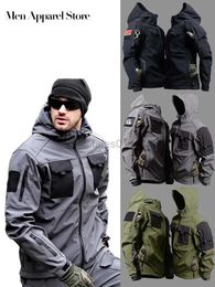 Herenjassen Shark Skin Militaire jassen Heren Tactische softshell Winddicht Waterdicht Cargo-jack met capuchon Outdoor-uniformen Multi-pocketszln231108