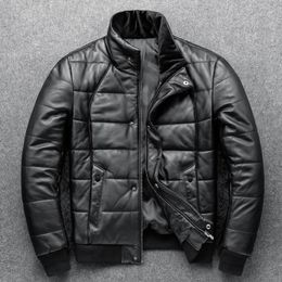 Men s Jackets Sheepskin Jacket top laag omlaag katoenen winter warme jas stand kraag echt leer slank en verdikte kleding 230314