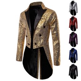 Heren Jackets glanzende lovertjes glitter verfraaide blazer jas nachtclub prom pak kostuum homme zangers podium kleding smoking 220915