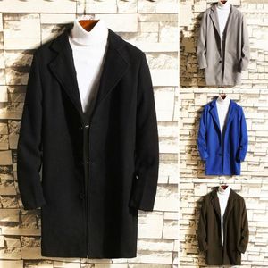 Vestes pour hommes Veste simple pour hommes All Match Tempérament Mi-Longueur Couleur Pure Slim Fit Manteau