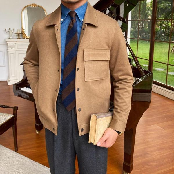 Chaquetas de hombre de un solo pecho solapa delgada Casual masculino Inglaterra abrigos de lujo simples y ligeros ropa de hombre prendas de vestir exteriores de talla grande