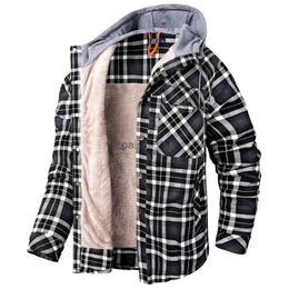 Vestes pour hommes Taille US Vestes d'hiver chaudes à capuche en polaire Chemises en flanelle à carreaux pour hommes Manteaux à manches longues Vêtements d'extérieur thermiques Veste de travail cargo YQ231025