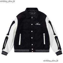 Herenjacks Skeleton Bone Towel Borduurde Letter Jacket Mens Street Wear Wol Blend Baseball Jacket Winddichte jas 88