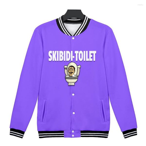 Chaquetas para hombres Skibidi WC Chaqueta de béisbol Mujeres / Hombres Moda Manga larga Impresiones 3D Ropa de calle