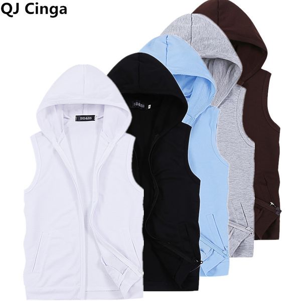 Chaquetas para hombres Chaqueta con capucha sin mangas Control de cremallera Blanco Azul Gris Este abrigo es perfecto para primavera verano otoño 5xl 230919