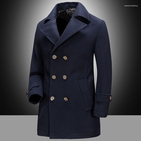 Chaquetas para hombres Chaqueta de negocios delgada de manga larga 2023 Otoño Invierno Blazer de lana Abrigos con botones sólidos Ropa casual Hombres