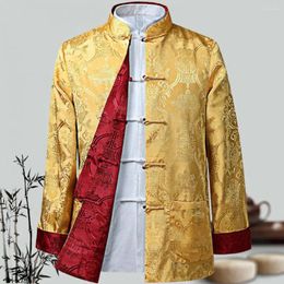 Vestes pour hommes chemises chinoises douces veste soyeuse rétro formelle réversible
