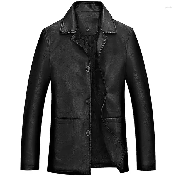 Chaquetas para hombres Chaqueta de cuero suave para hombres Abrigos de moto gruesos Casaco masculino Tallas grandes 4XL Invierno Clásico Motocicleta Negocios