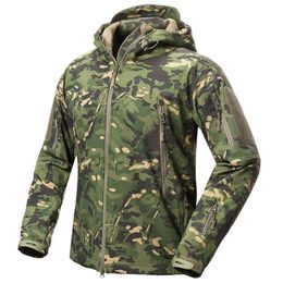 Vestes pour hommes Soft Shell Camouflage Veste tactique Hommes imperméable polaire doublé manteau militaire à capuche armée vêtements de chasse en plein air 231116