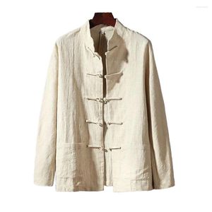 Heren Jackets Solid Color Button Up jas jas top mannelijk vest traditioneel Chinees tai chi uniform voor mannen