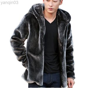 Heren Jackets Solid Color Fashion Casual Coat Fur 2020 Nieuwe Winter Warm Imitatie Rex Rabbit NBH631 L220830