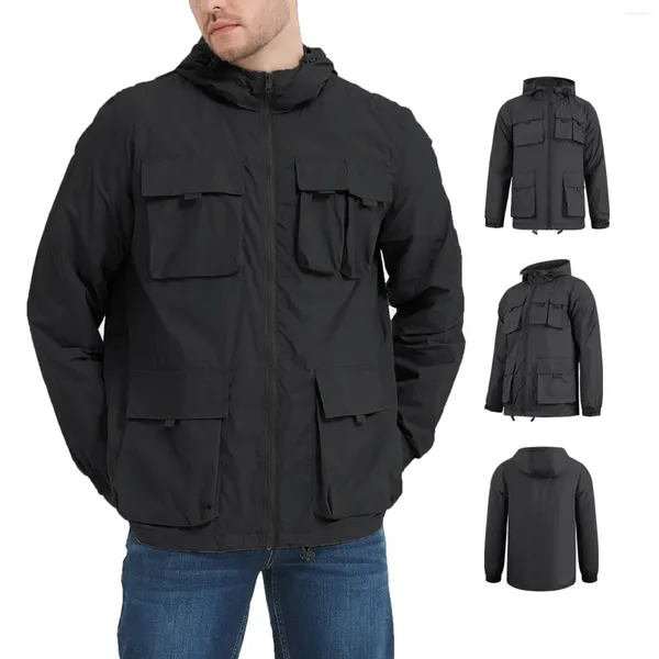 Vestes masculines Solide travail pour hommes gros et hauts hommes enveloppez toute veste avec une capuche sauvage