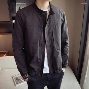 Vestes pour hommes printemps et automne Bomber vêtements pour hommes coupe ajustée couleur unie mode homme Streetwear veste de Baseball vêtements