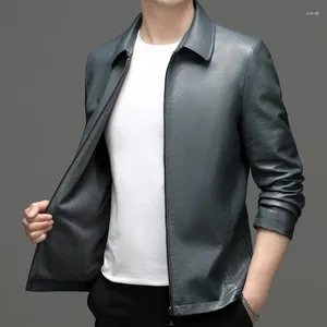 Vestes pour hommes printemps et automne affaires décontractées en cuir revers haut de gamme style coréen polyvalent mode veste manteau hommes