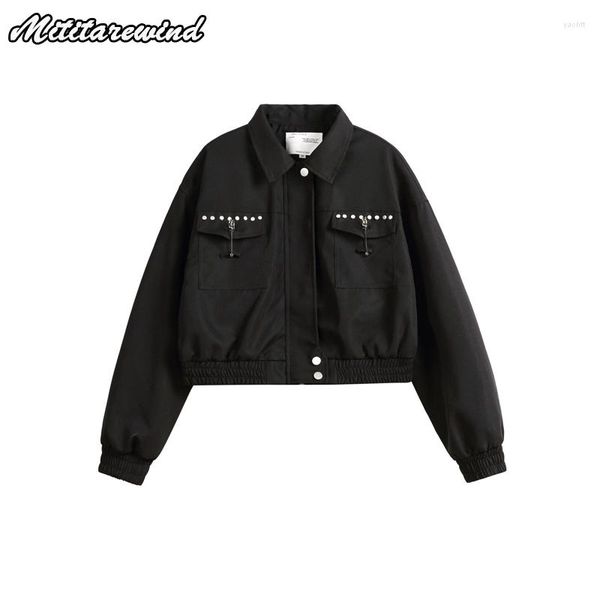 Chaquetas de hombre Abrigos de primavera y otoño para hombre Mujer Diseño Ins Moda Negro Corto High Street Streetwear Y2k Style Youth