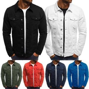 Herenjacks lente en herfst Europese Amerikaanse casual solide kleur denim jas heren Cardigan Button Tooling Trendmen's