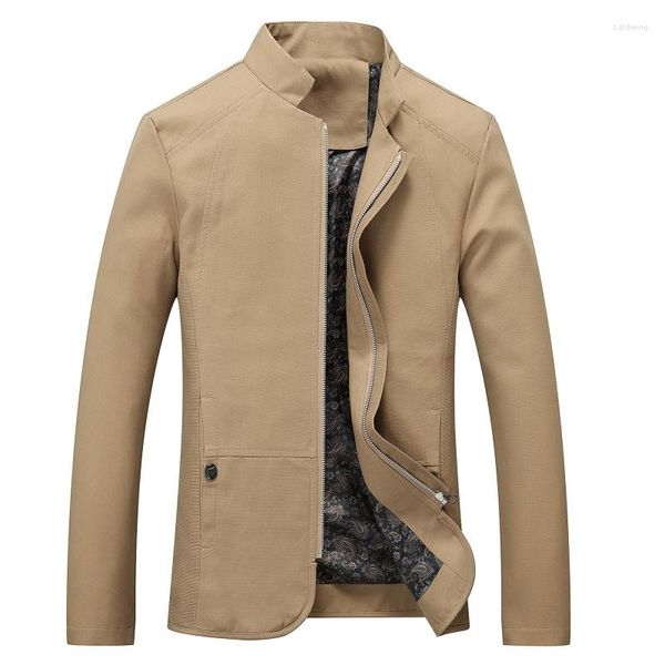 Chaquetas para hombres Primavera y otoño Comercio exterior Gran cremallera sólida Abrigo sin capucha Chaqueta con cuello alto