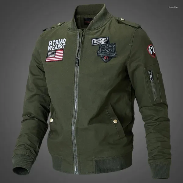 Chaquetas para hombres primavera y chaqueta de otoño collar de la Segunda Guerra Mundial Vuelo de bombardero de alta calidad