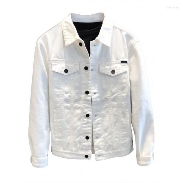 Chaquetas de los hombres Primavera y otoño Ocio Chaqueta de mezclilla blanca delgada Camisa Moda coreana Ropa de trabajo informal Jean Hombres