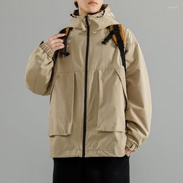 Jackets para hombres primavera y otoño liviano al aire libre con capucha con capucha con capucha dura de color sólido