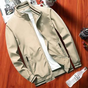 Jaquetas masculinas primavera e outono manga longa gola jaqueta cor sólida bordado de alta qualidade negócios casual zip