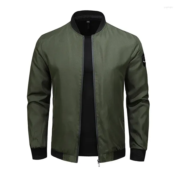 Chaquetas para hombres Primavera y otoño Chaqueta casual simple de color sólido Cuello alto transpirable ligero Jersey de béisbol grande